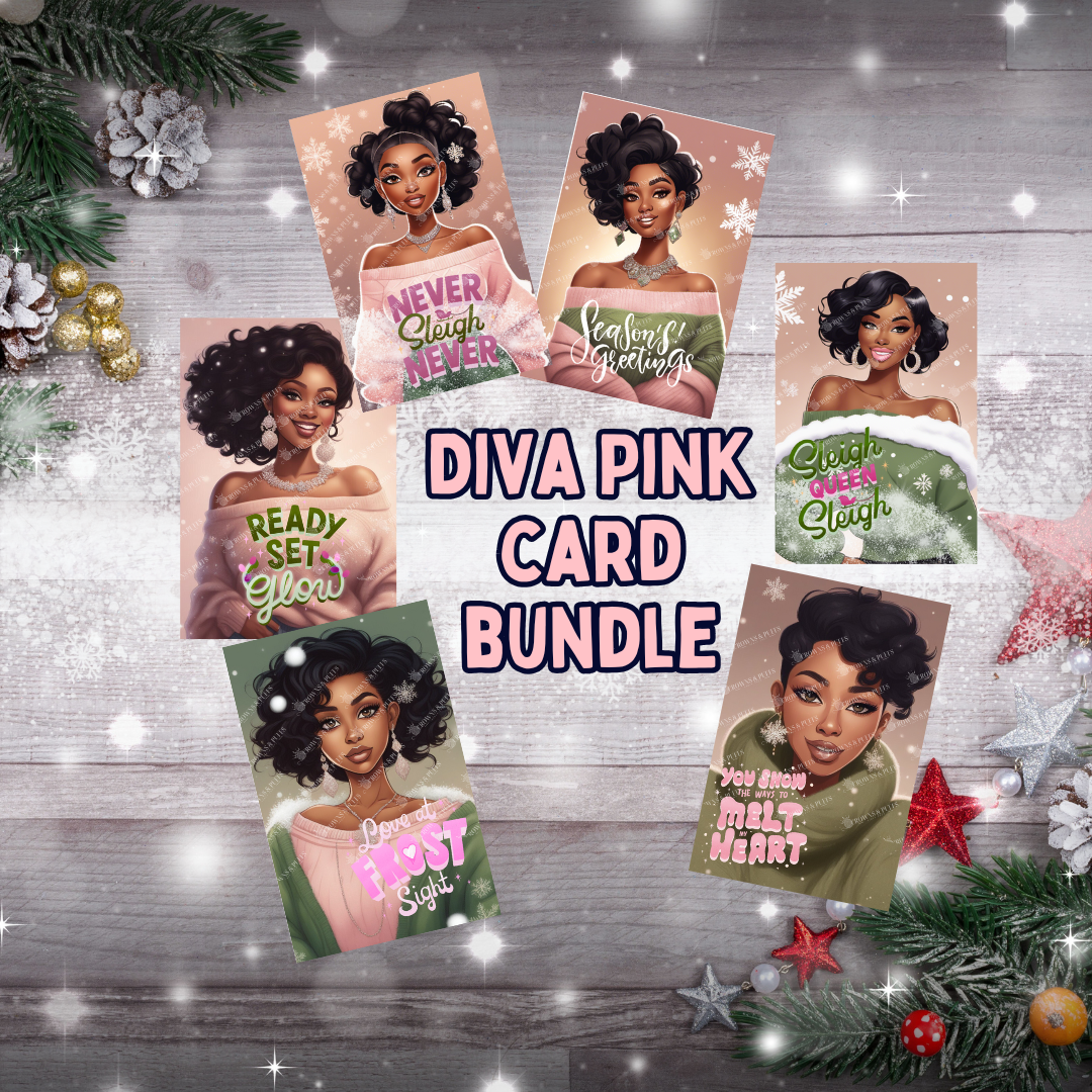 Diva Melanin Holiday greeting cards