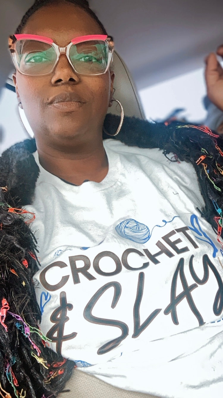 Crochet & slay tee Royal blue