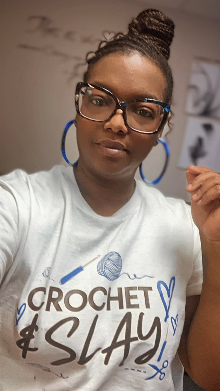 Crochet & slay tee Royal blue