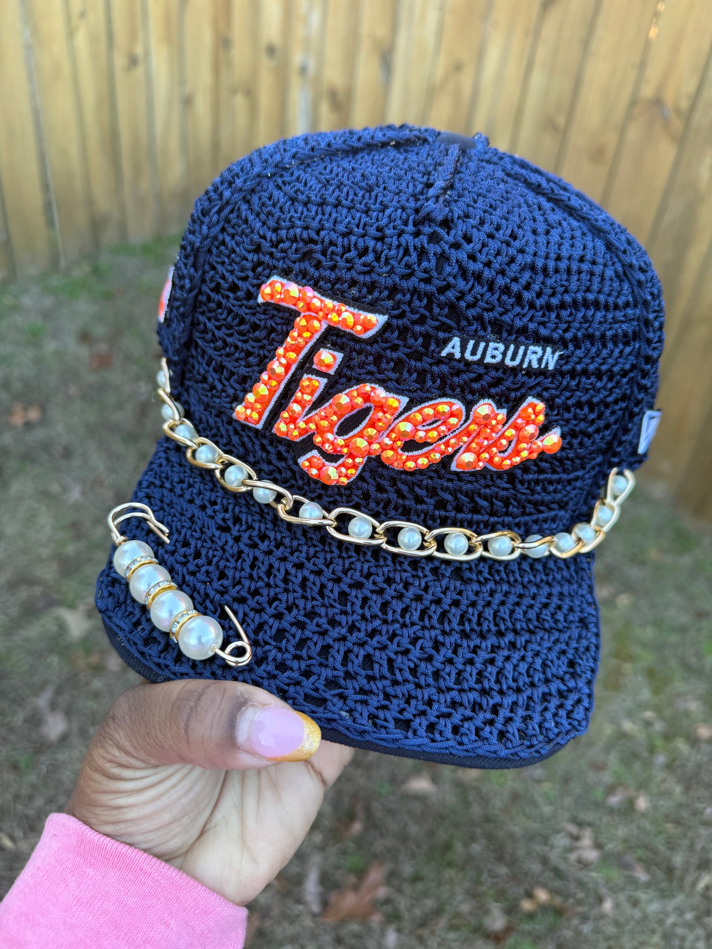 Custom Crochet Pearls sports hats