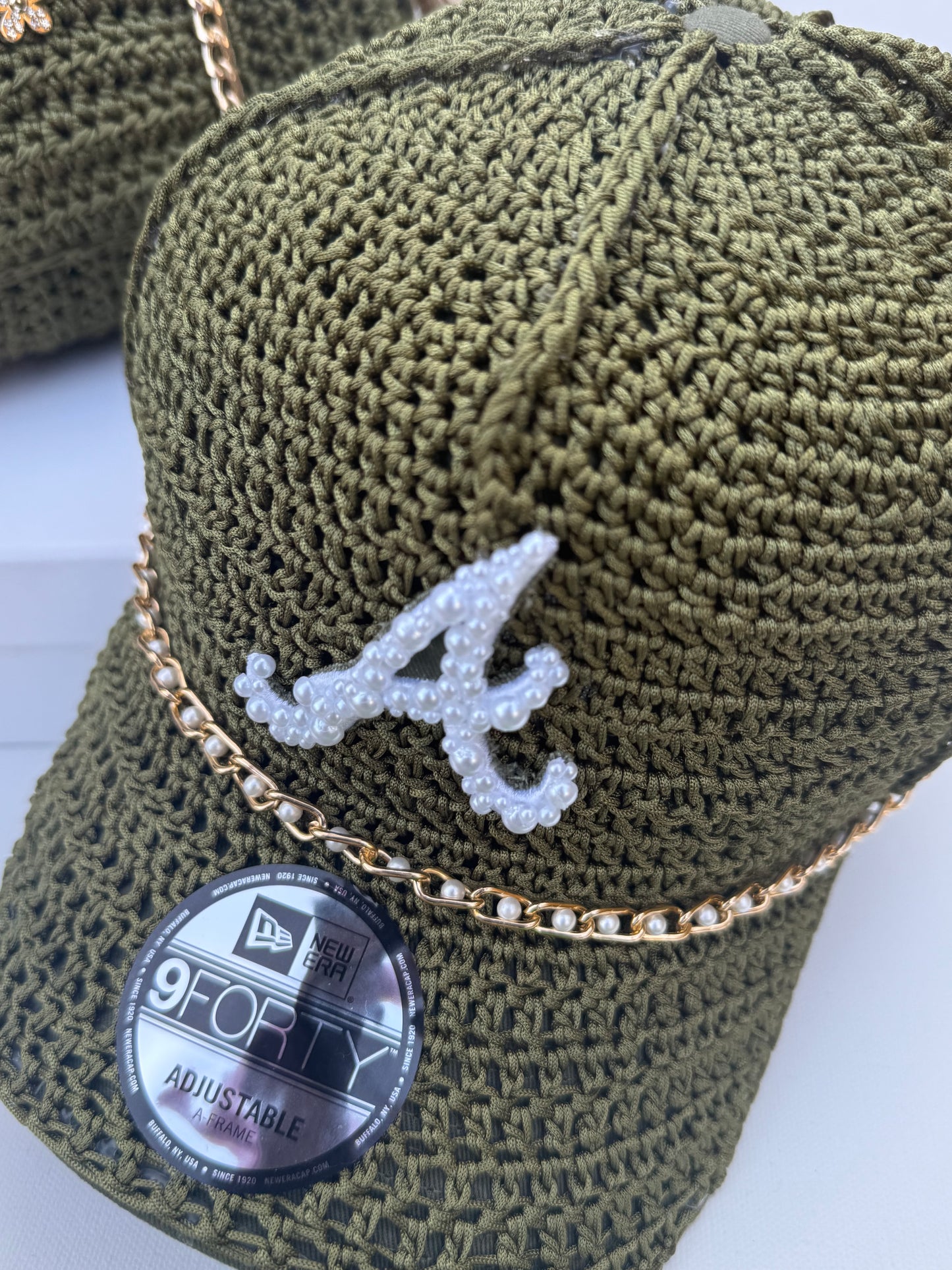 Custom Crochet Pearls sports hats