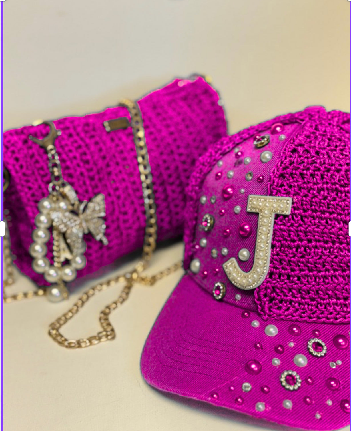 So fly initial Sparkle cap & crossbody Mini Bag