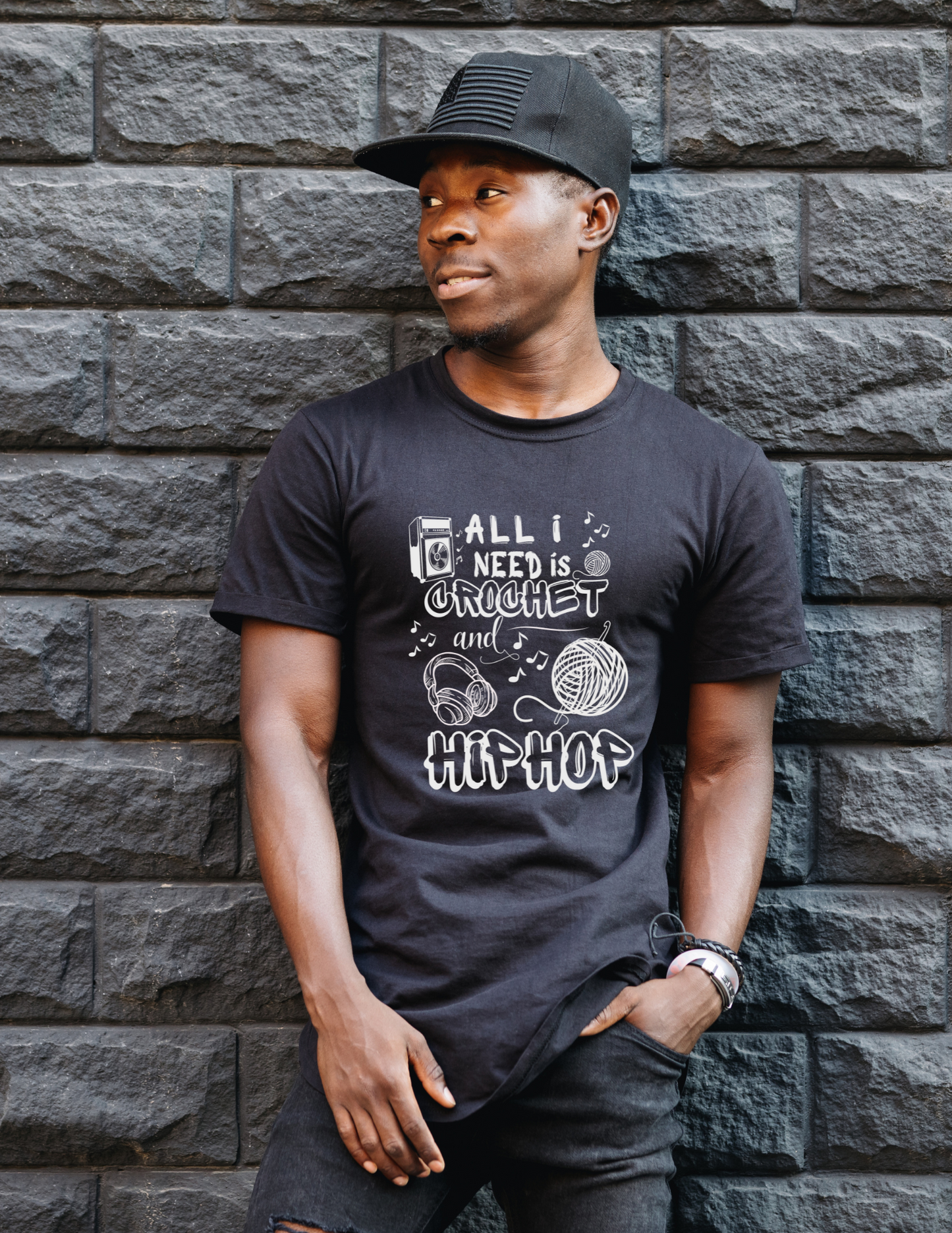 All I need is crochet & hip hop tshirt