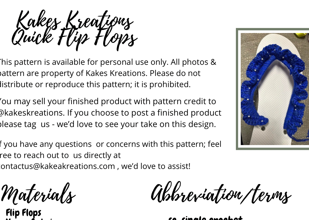Pattern- Quick Flip Flop 1 pager