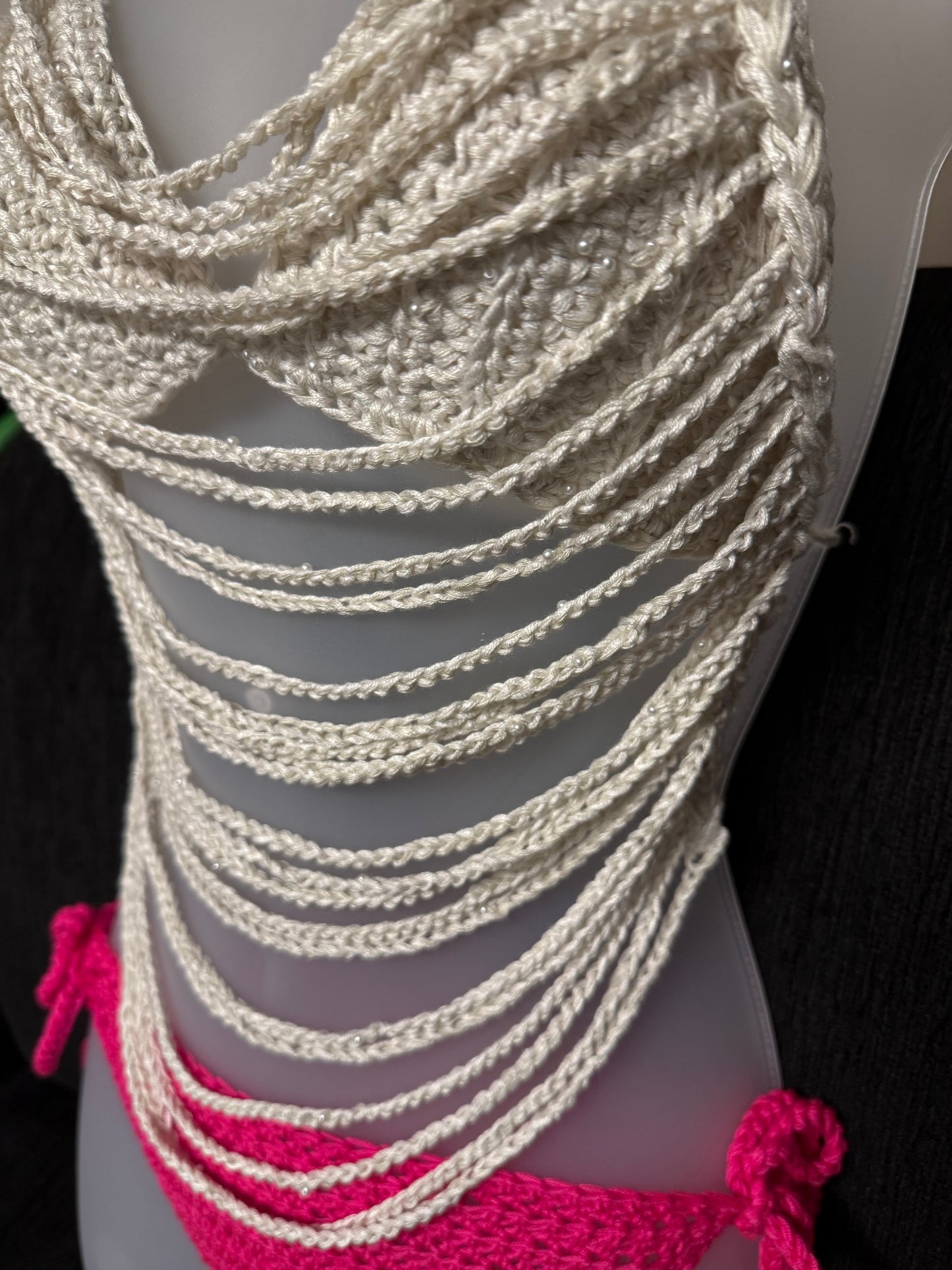 Crochet bikini - pearls and chains 3 piece