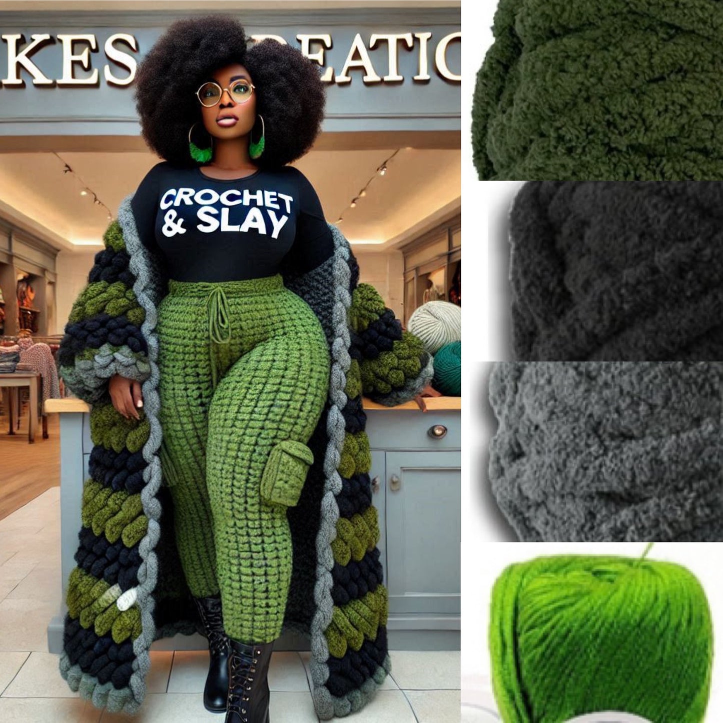 Preorder- Crochet & Slay set, Chunky knit sweater & joggers (inspo pic)