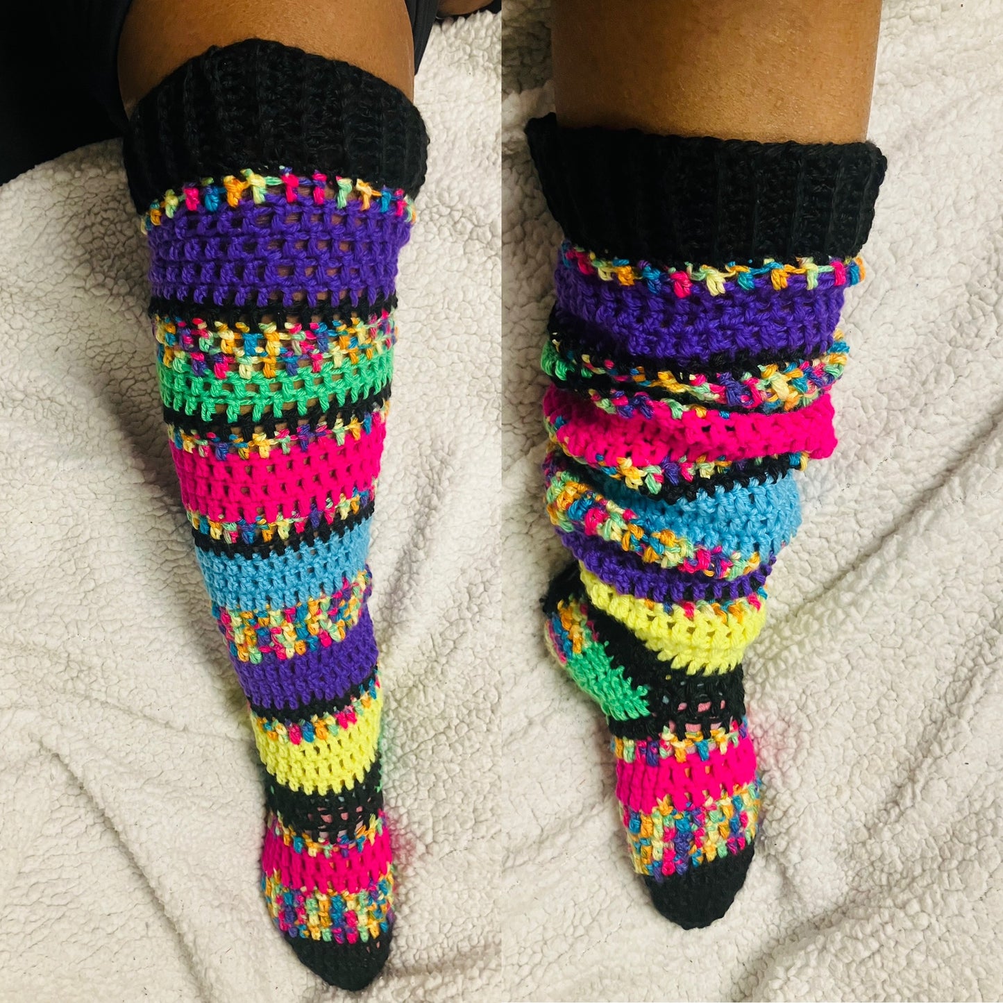 “Fruity Pebbles” crochet knee socks