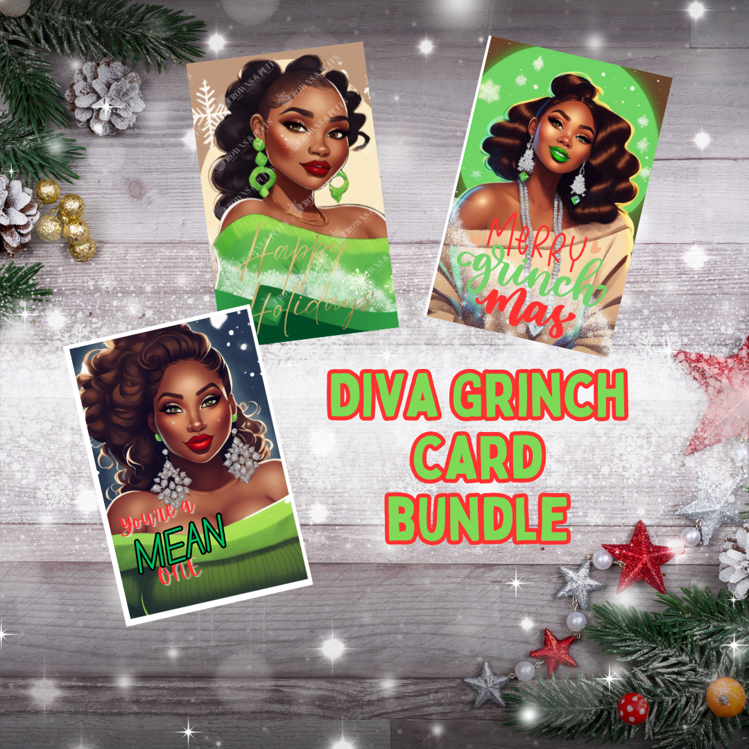 Diva Melanin Holiday greeting cards