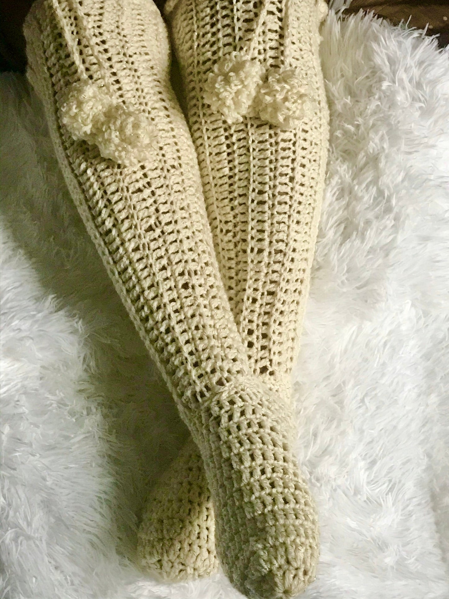 Crochet knee socks