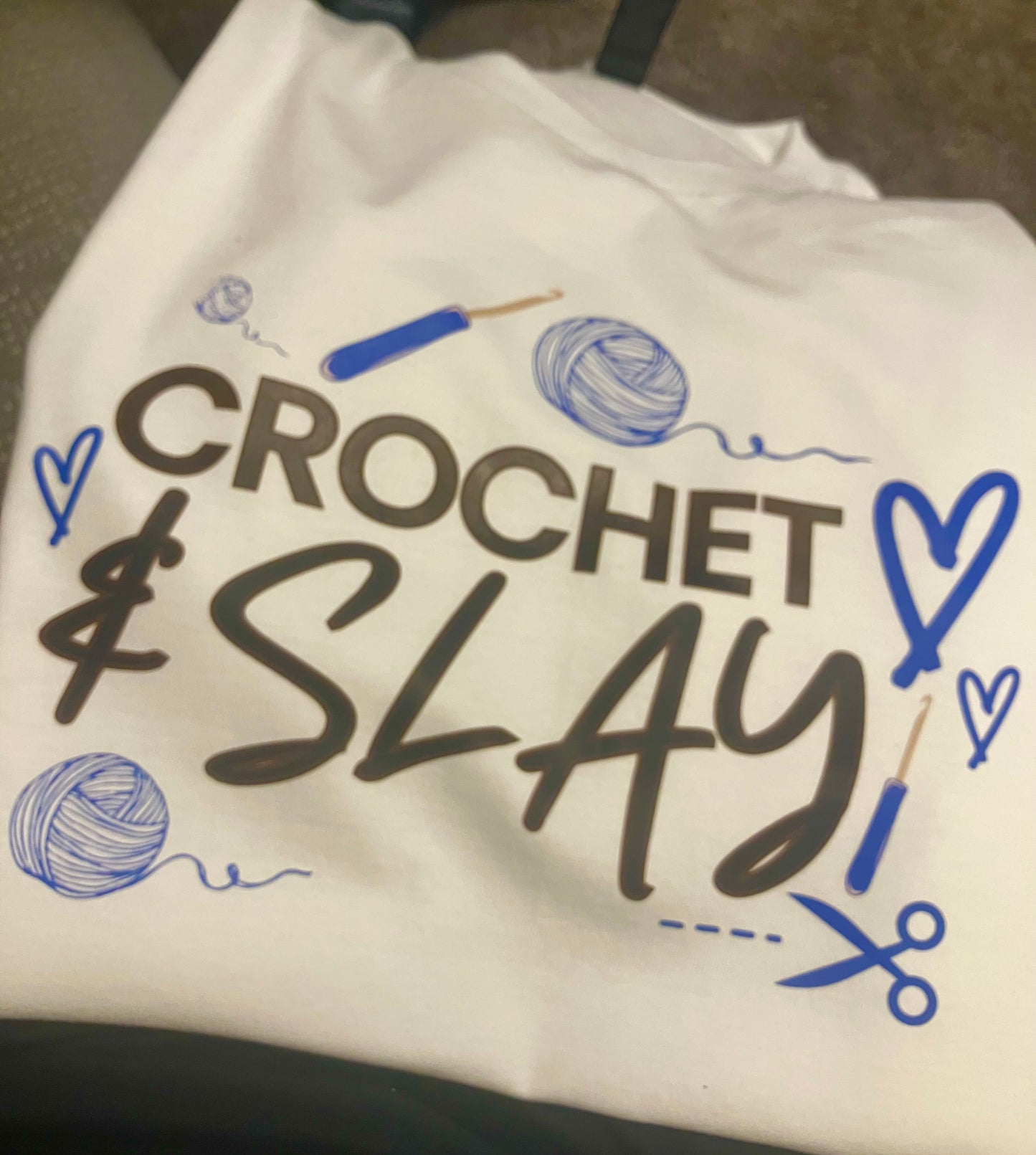Crochet & slay tee Royal blue