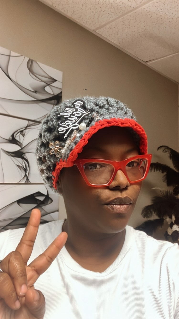 Thick wit it cap (gray/red)