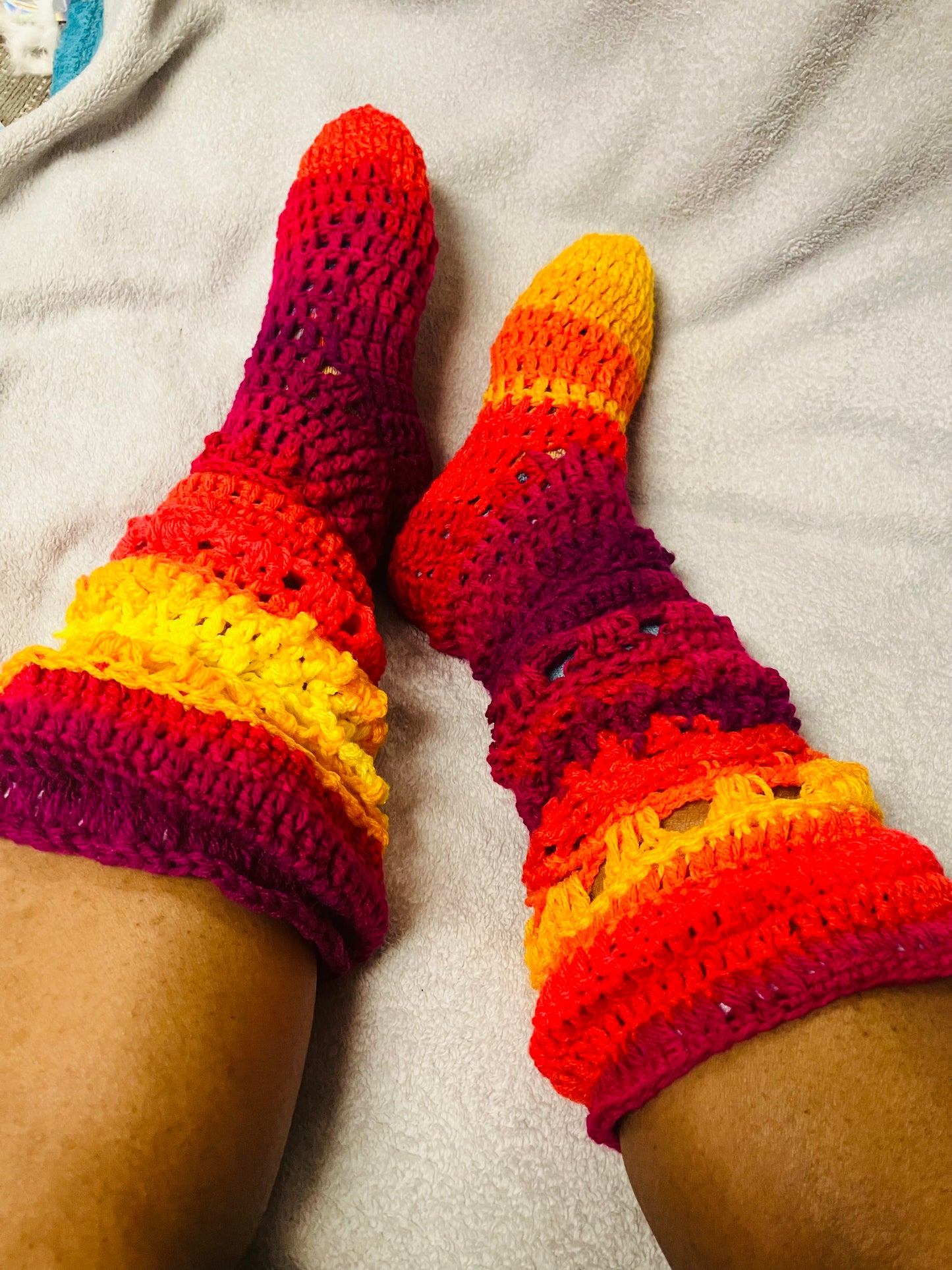 Fruit Punch crochet knee socks