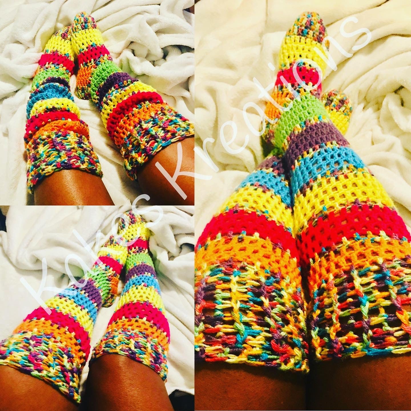 “Fruity Pebbles” crochet knee socks