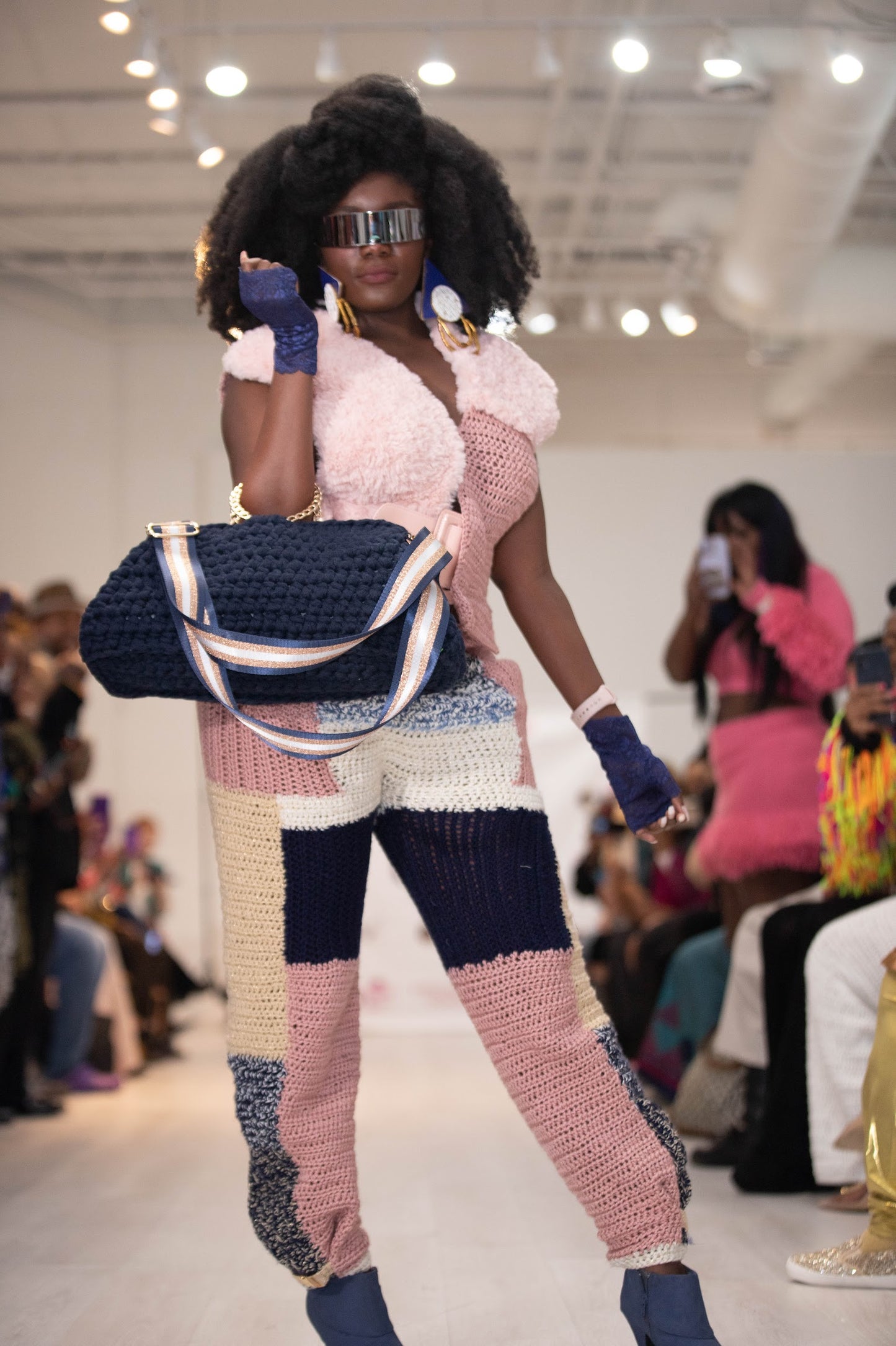 Oversized Doctor bag tote, Navy blue, Kreations by V Luxury Handbag
