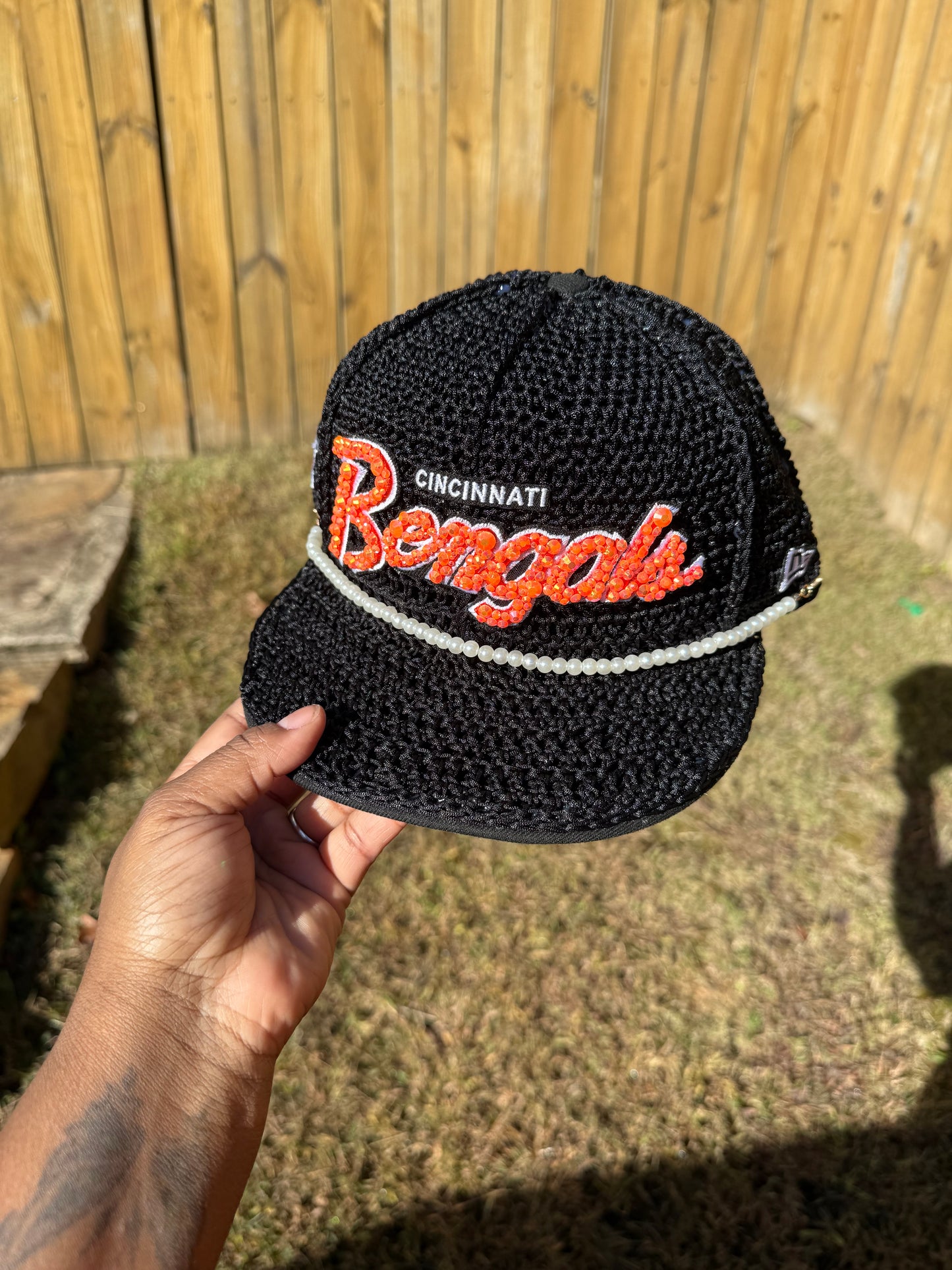 Custom Crochet Pearls sports hats