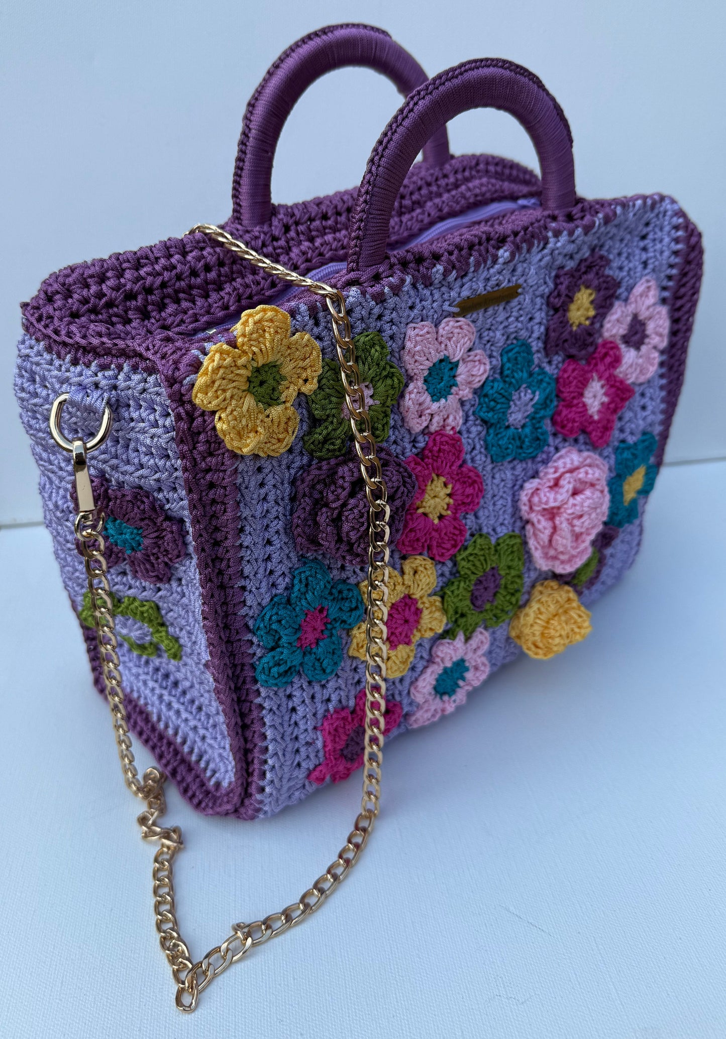Cupcake Floral Crochet Tote Bag
