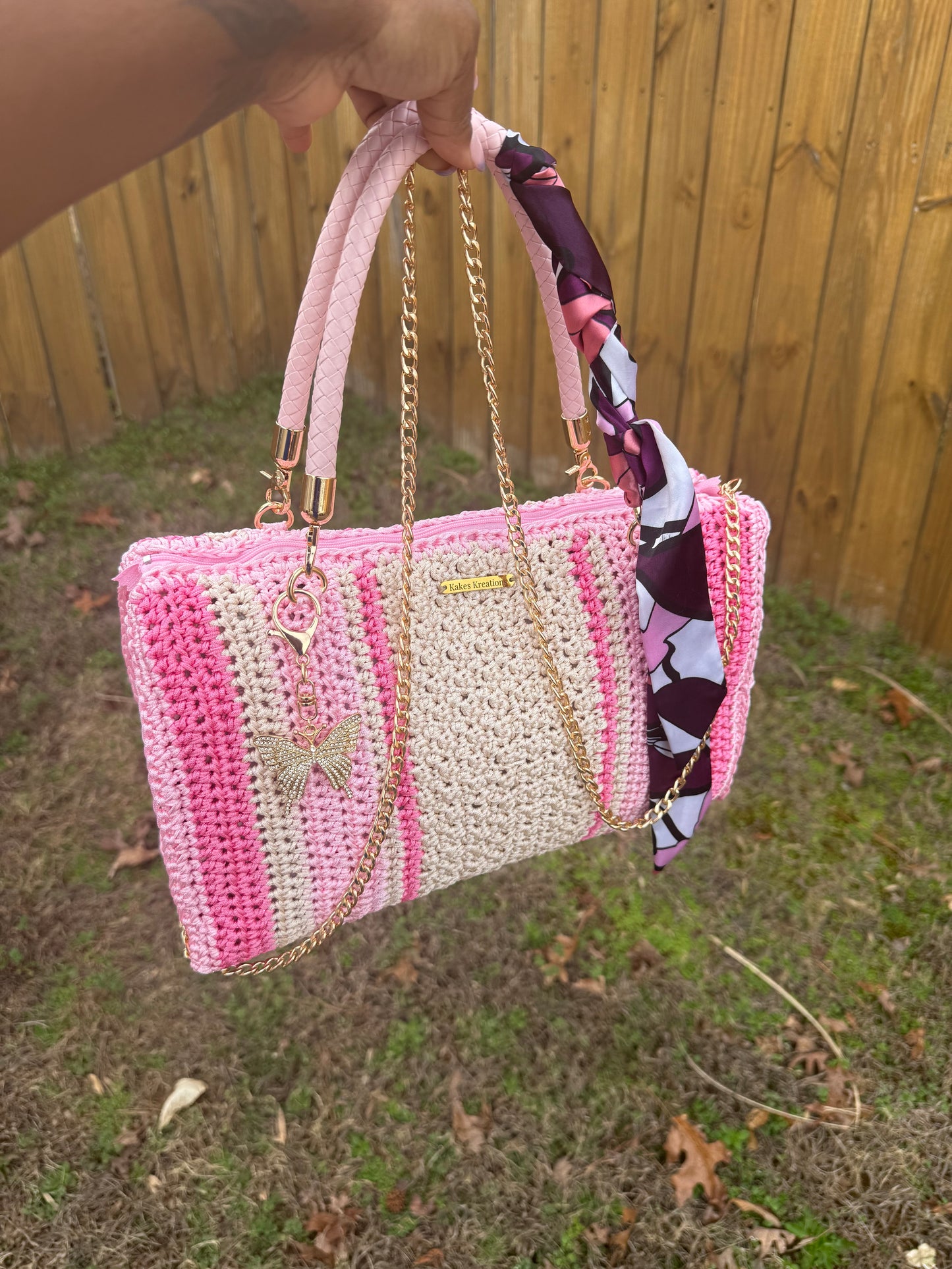 Ombré Crochet Tote Bag