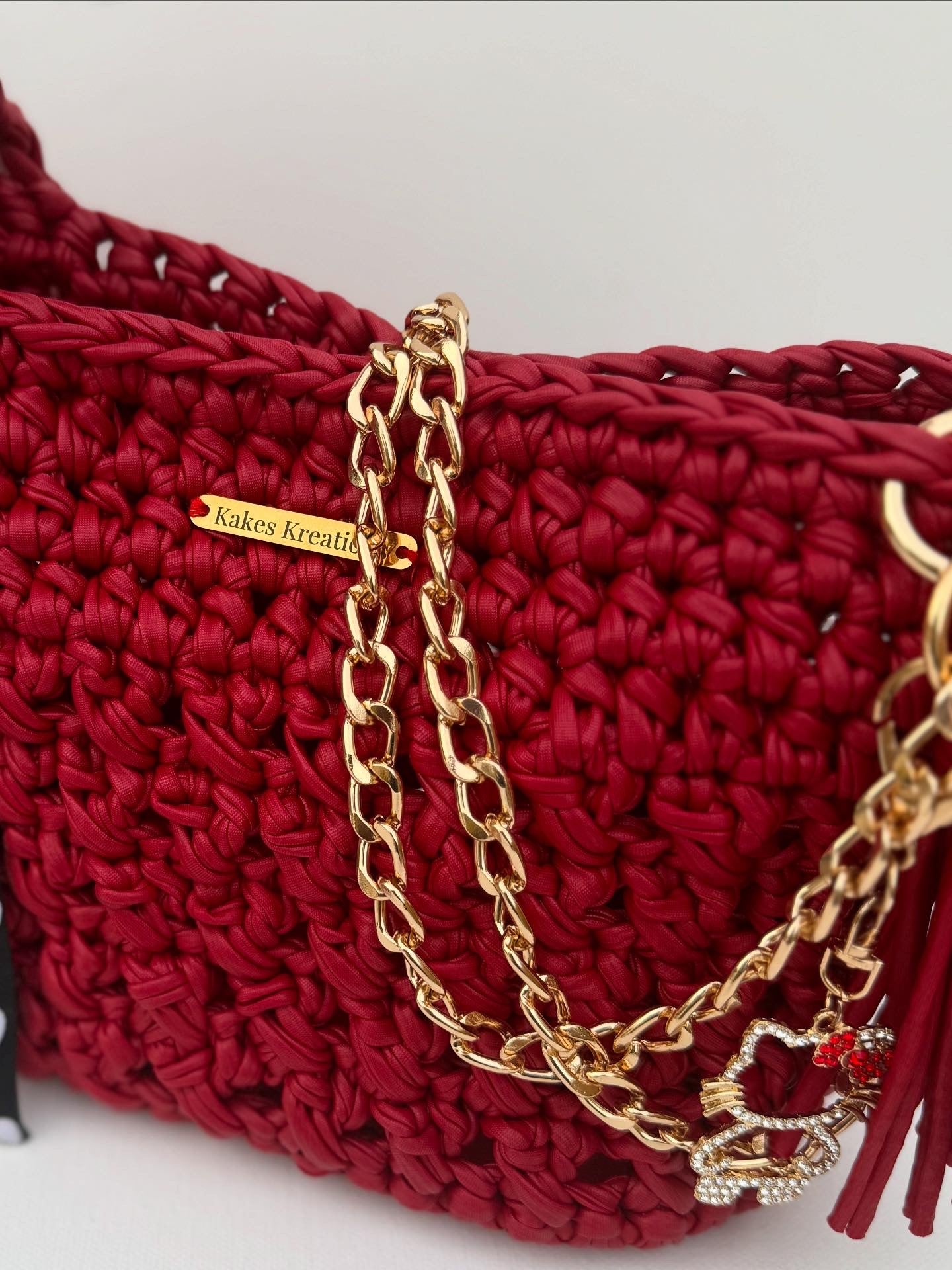 Smooth as leather, Vegan leather crochet bag, Kreations by V Luxury Crochet Handbag