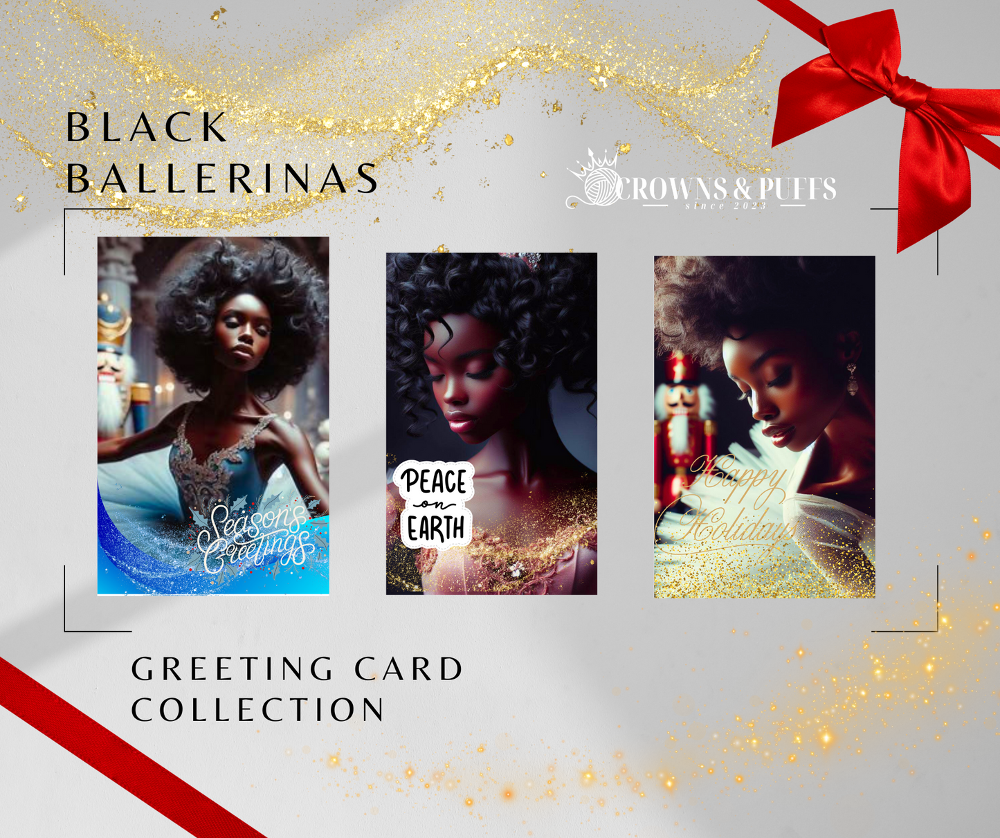 Melanin greeting cards,  9 pack Holiday greeting cards note size