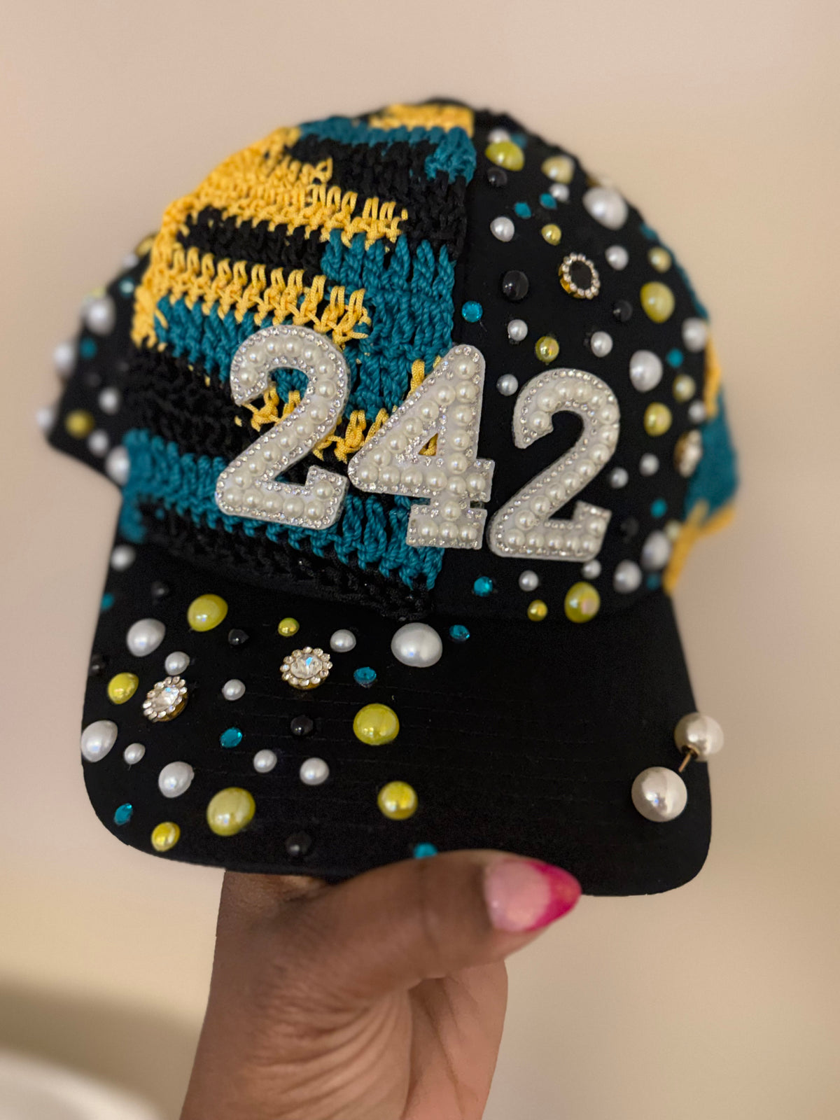 So Fly Initial Sparkle crochet caps