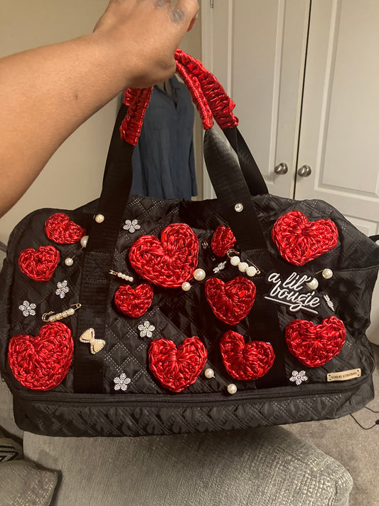 Oversized Tote bag , red hearts