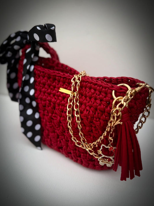 Smooth as leather, Vegan leather crochet bag, Kreations by V Luxury Crochet Handbag