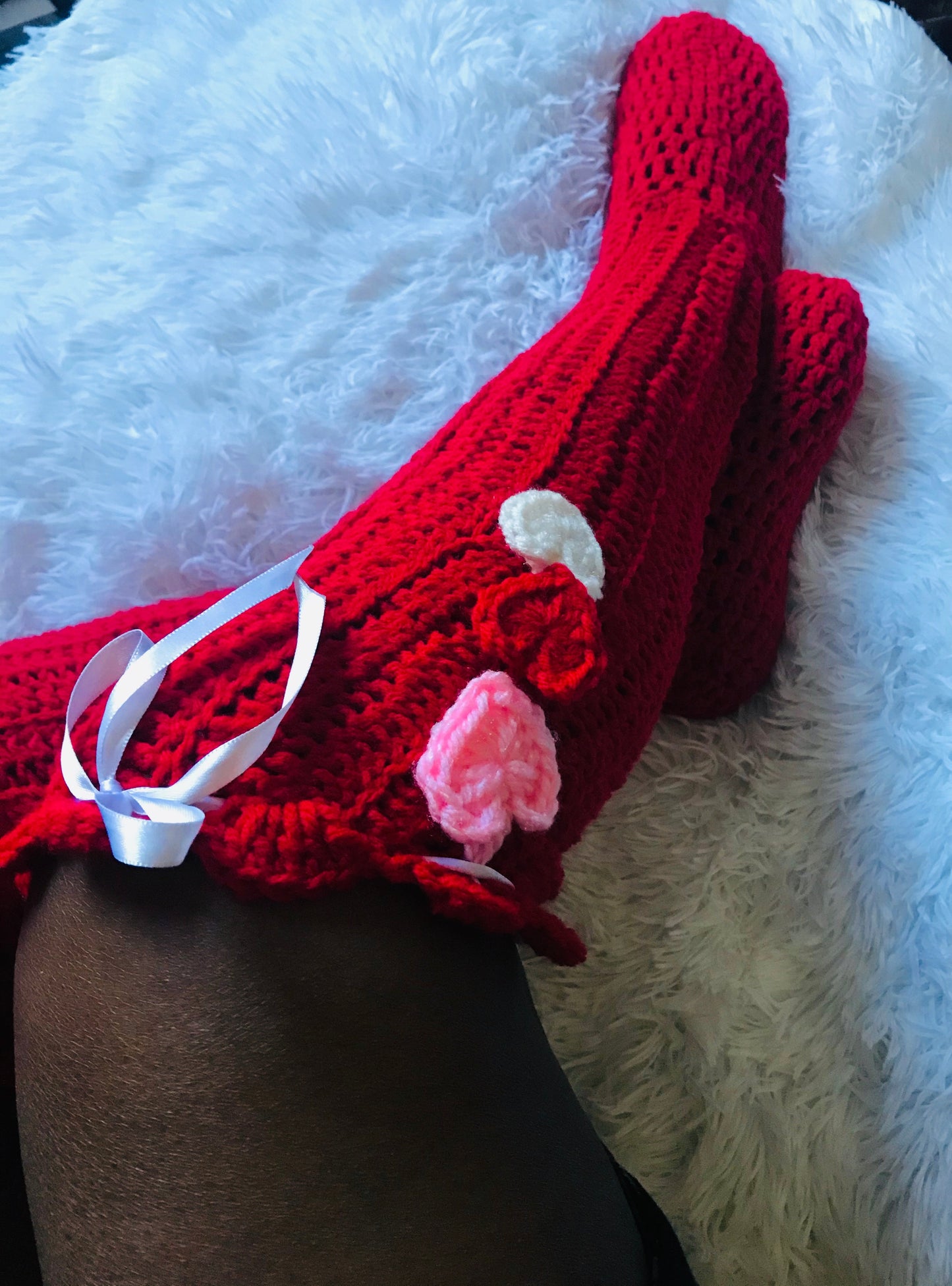 Crochet knee socks
