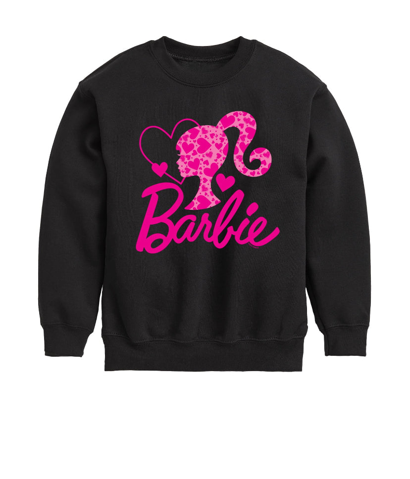 Custom upcycle sweatshirt- crochet& Barbie