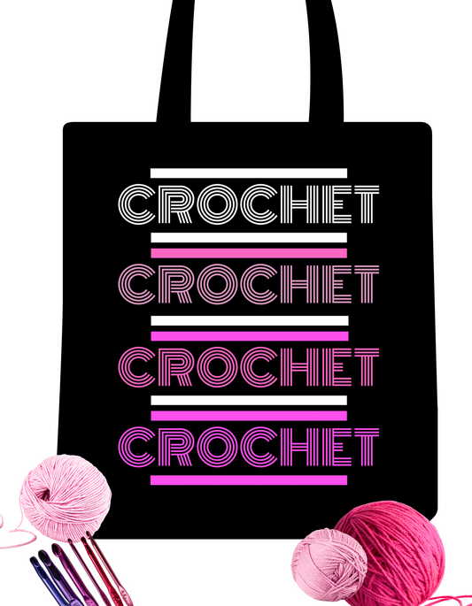 CROCHET Tote Bag/ black project bag