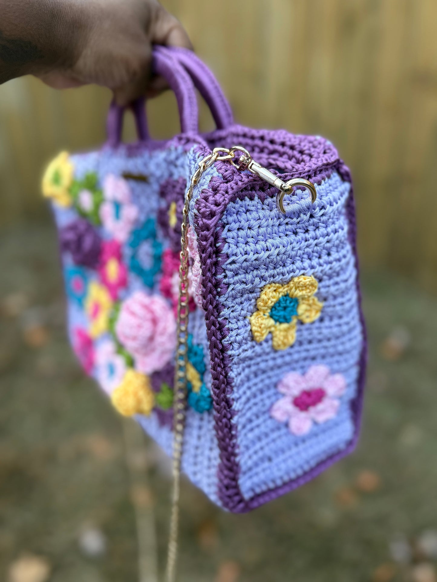 Cupcake Floral Crochet Tote Bag
