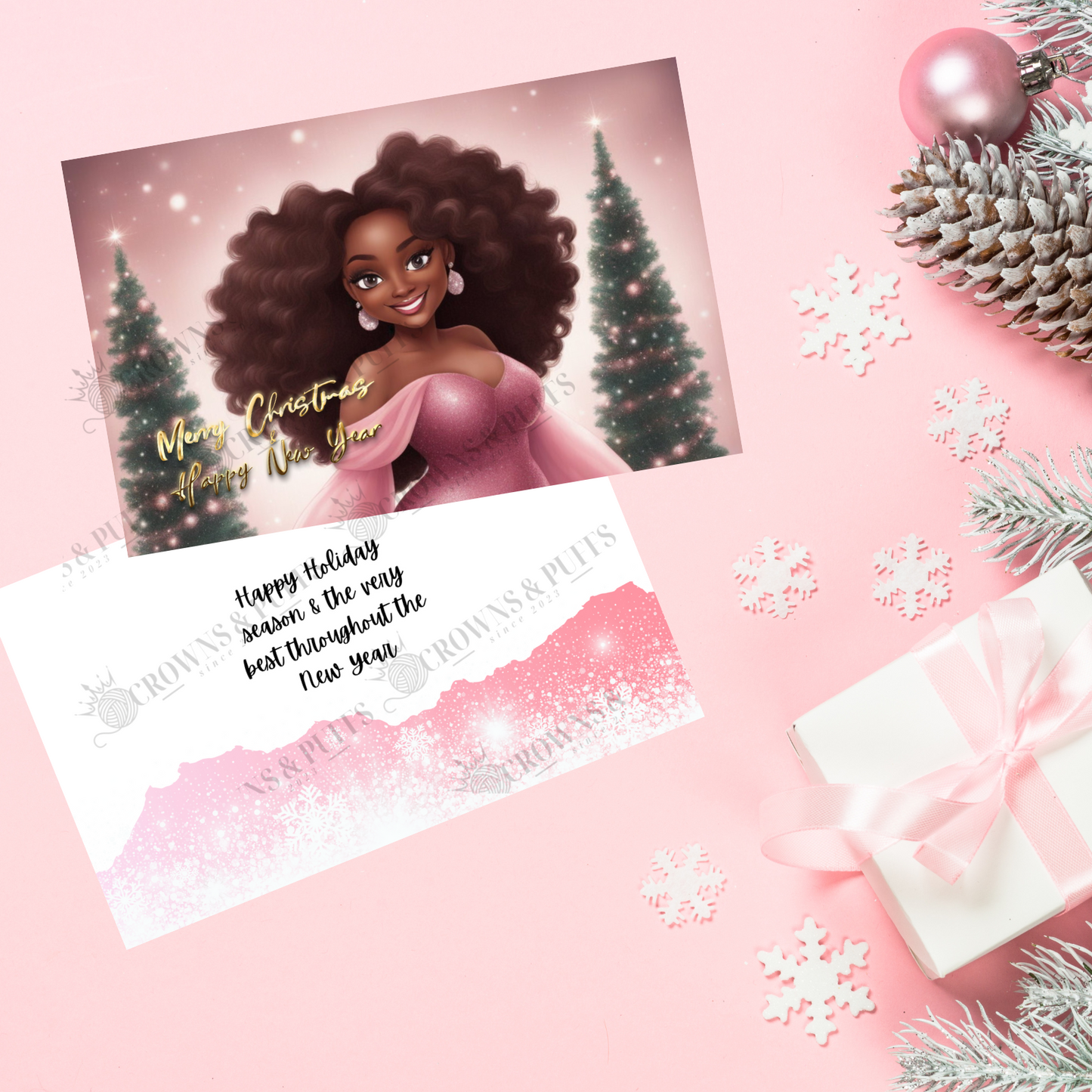 10 pack black Diva Holiday greeting cards