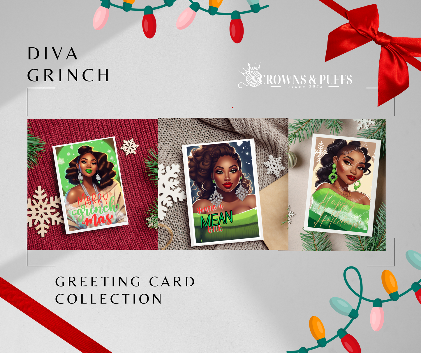 Melanin greeting cards,  9 pack Holiday greeting cards note size