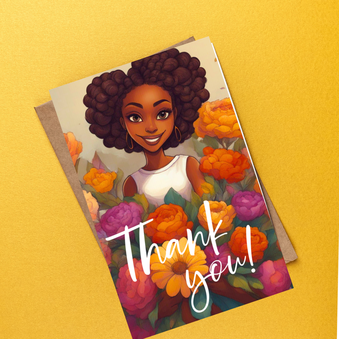 10 pack Melanin thank you greeting cards (blank)