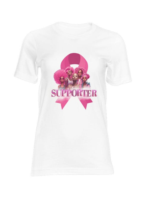 Tee-Black Women Breast Cancer Awareness Supporter