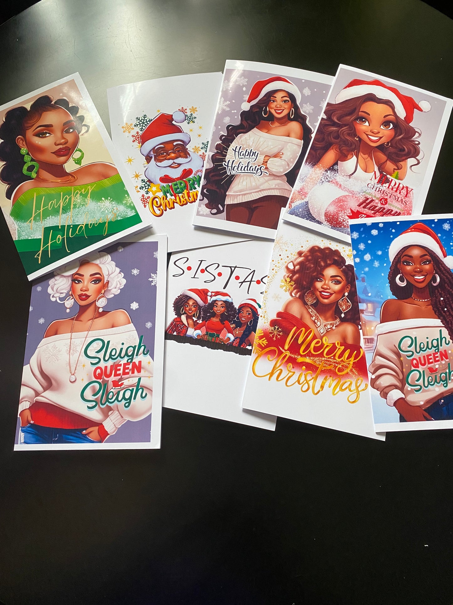 10 pack black Diva Holiday greeting cards