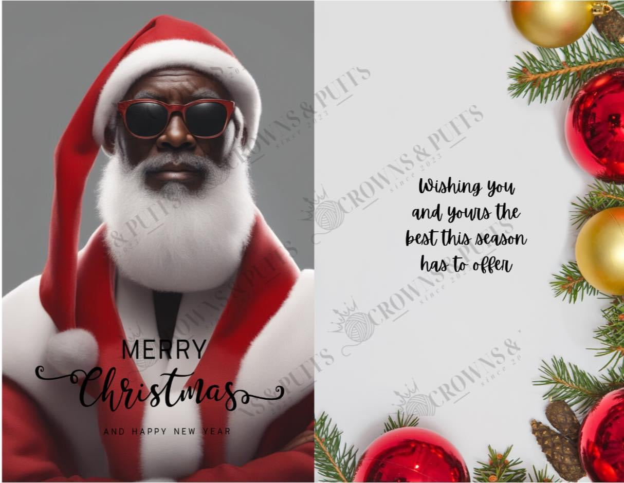 9 pack black Santa Holiday greeting cards