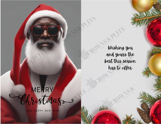 6 pack black Santa Holiday greeting cards