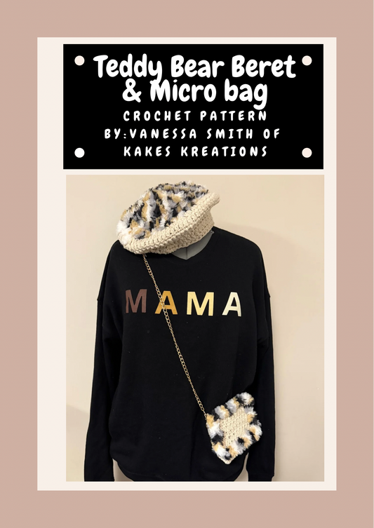 Pattern- Teddy Bear Beret & micro bag