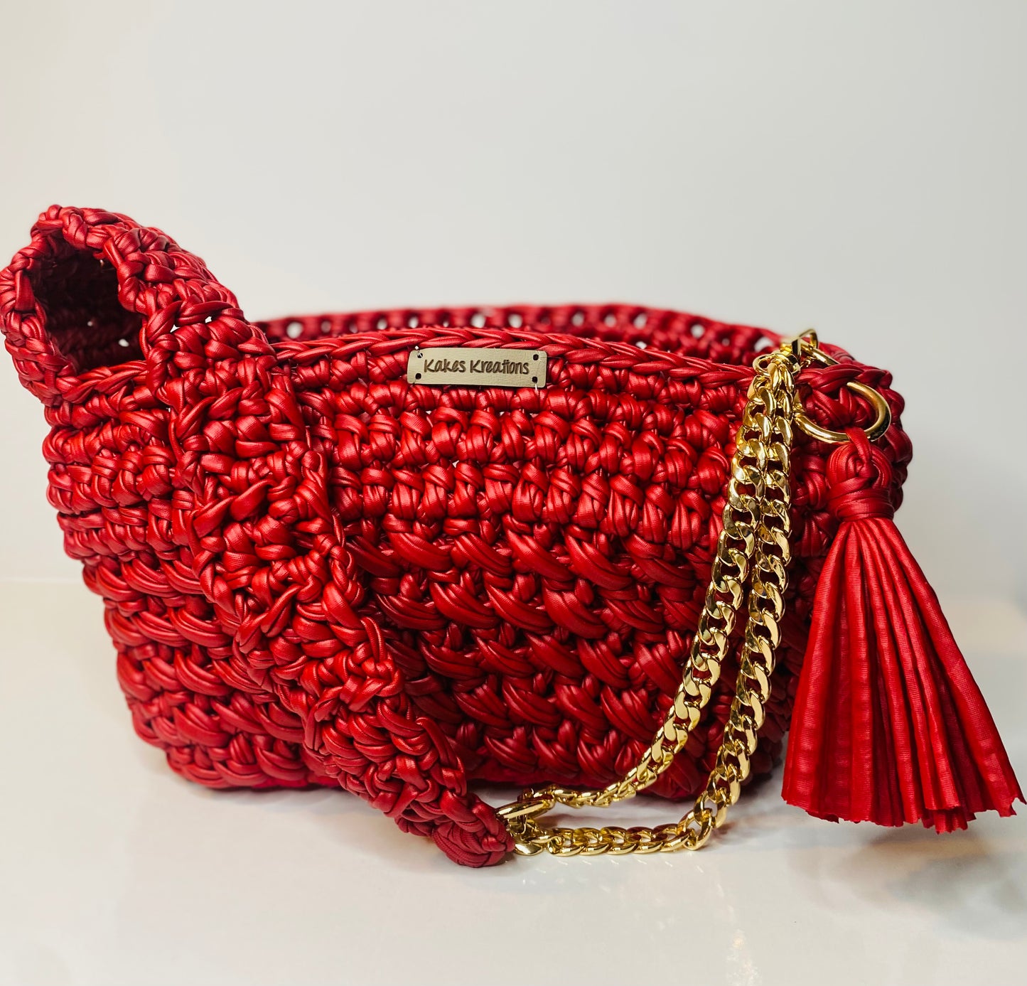 Smooth as leather, Kreations by V Luxury Crochet Handbag