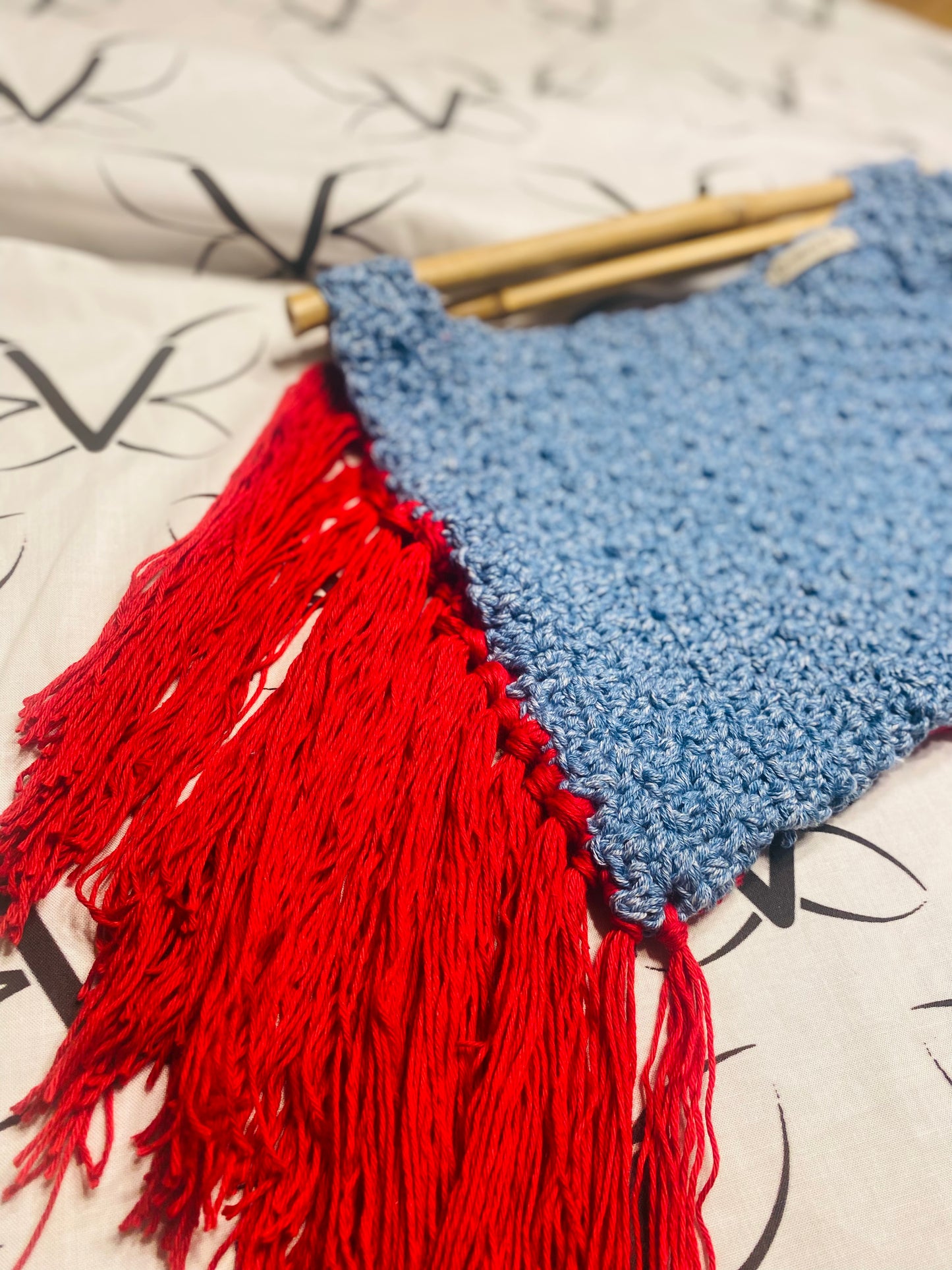 Reverse Bamboo fringe crochet handbag, Kreations by V Luxury Crochet Handbag