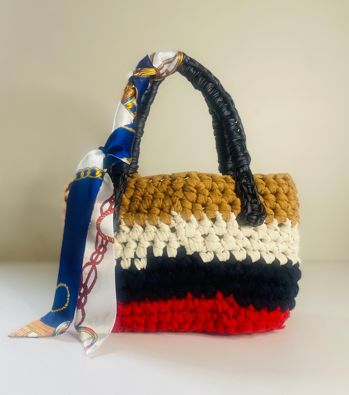 Captain MINI tote bag, Kreations by V Luxury Crochet Handbag