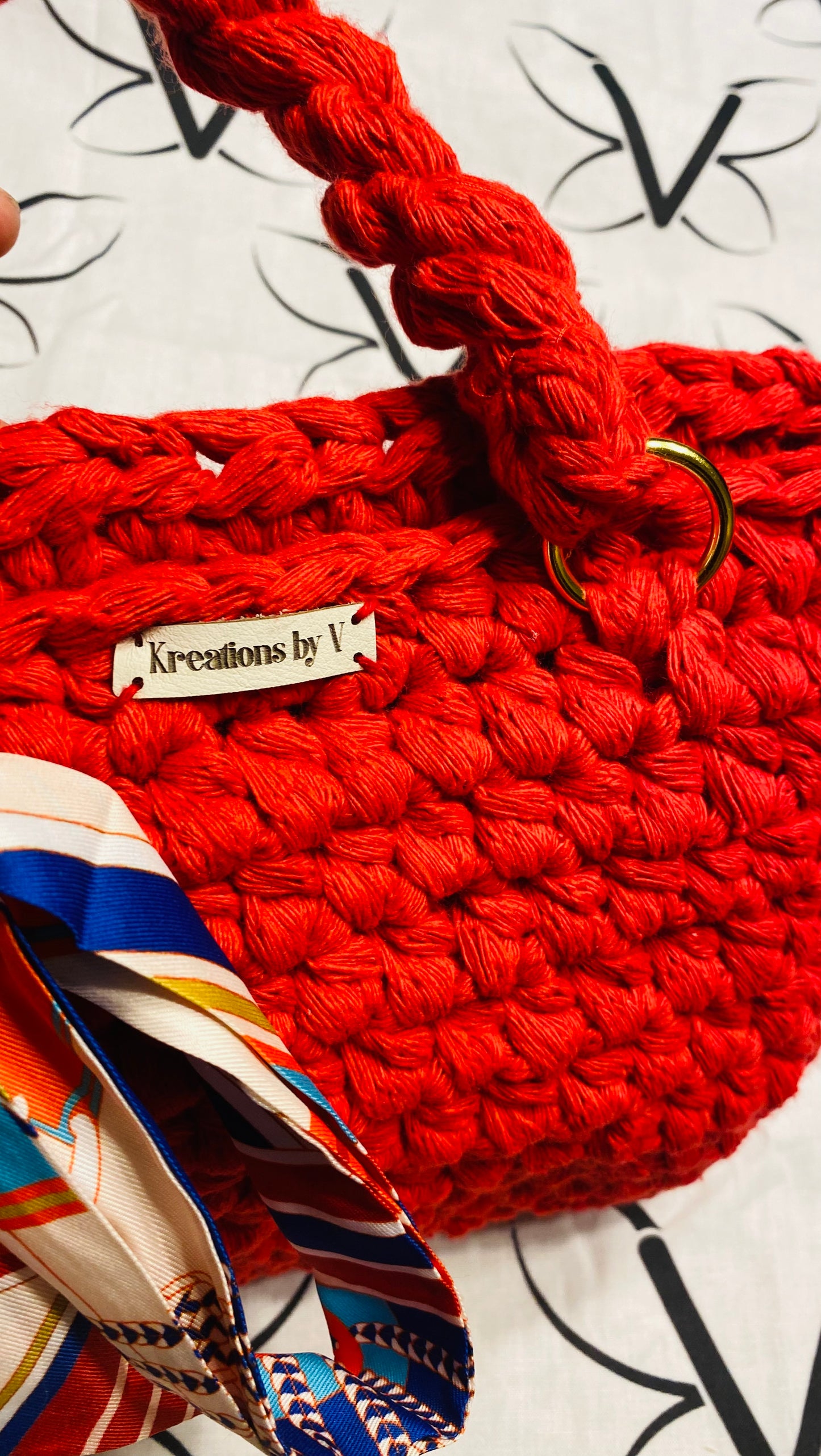 MINI tote bag, Kreations by V Luxury Crochet Handbag