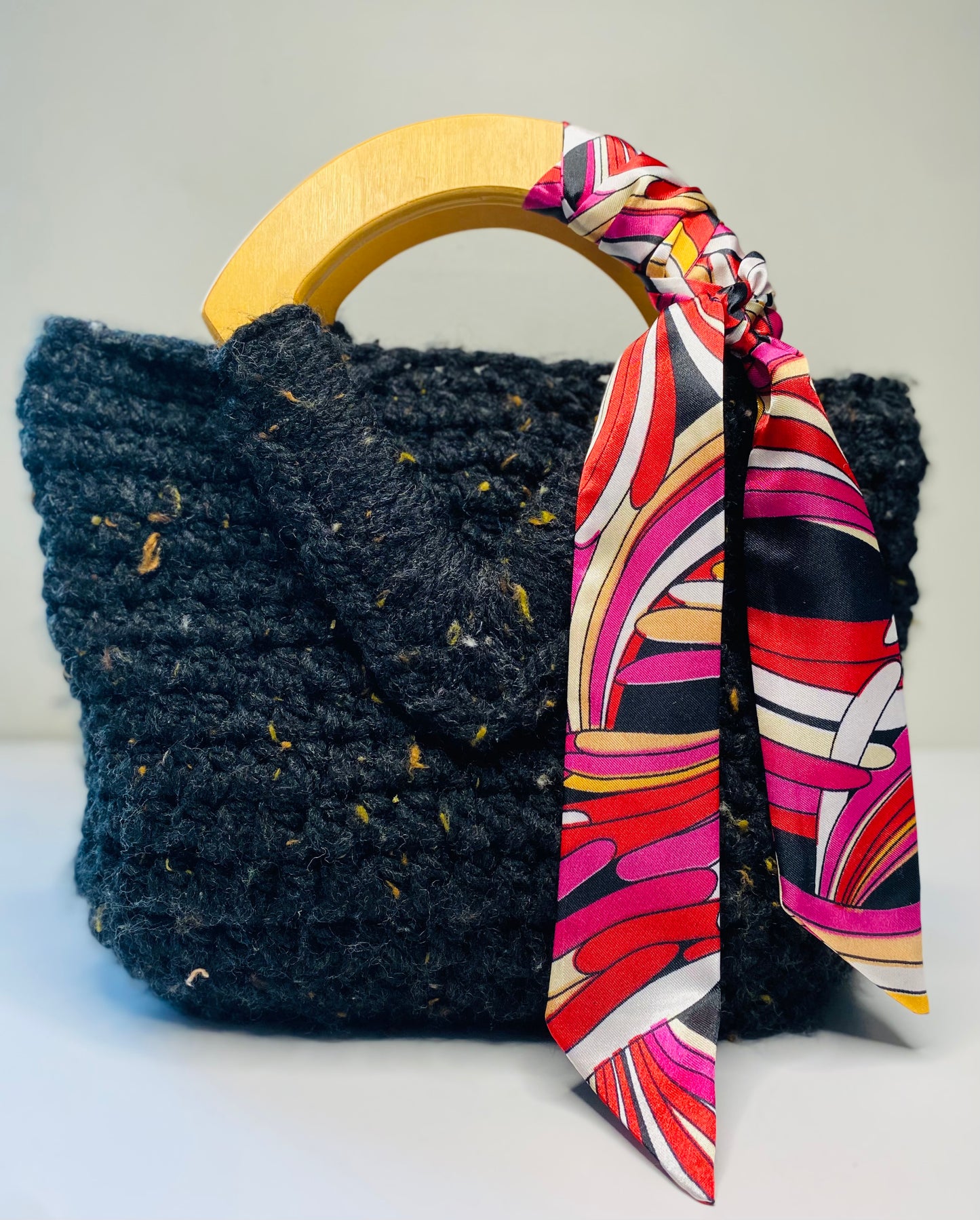 V handle tote bag, Black, Kreations by V Luxury Handbag