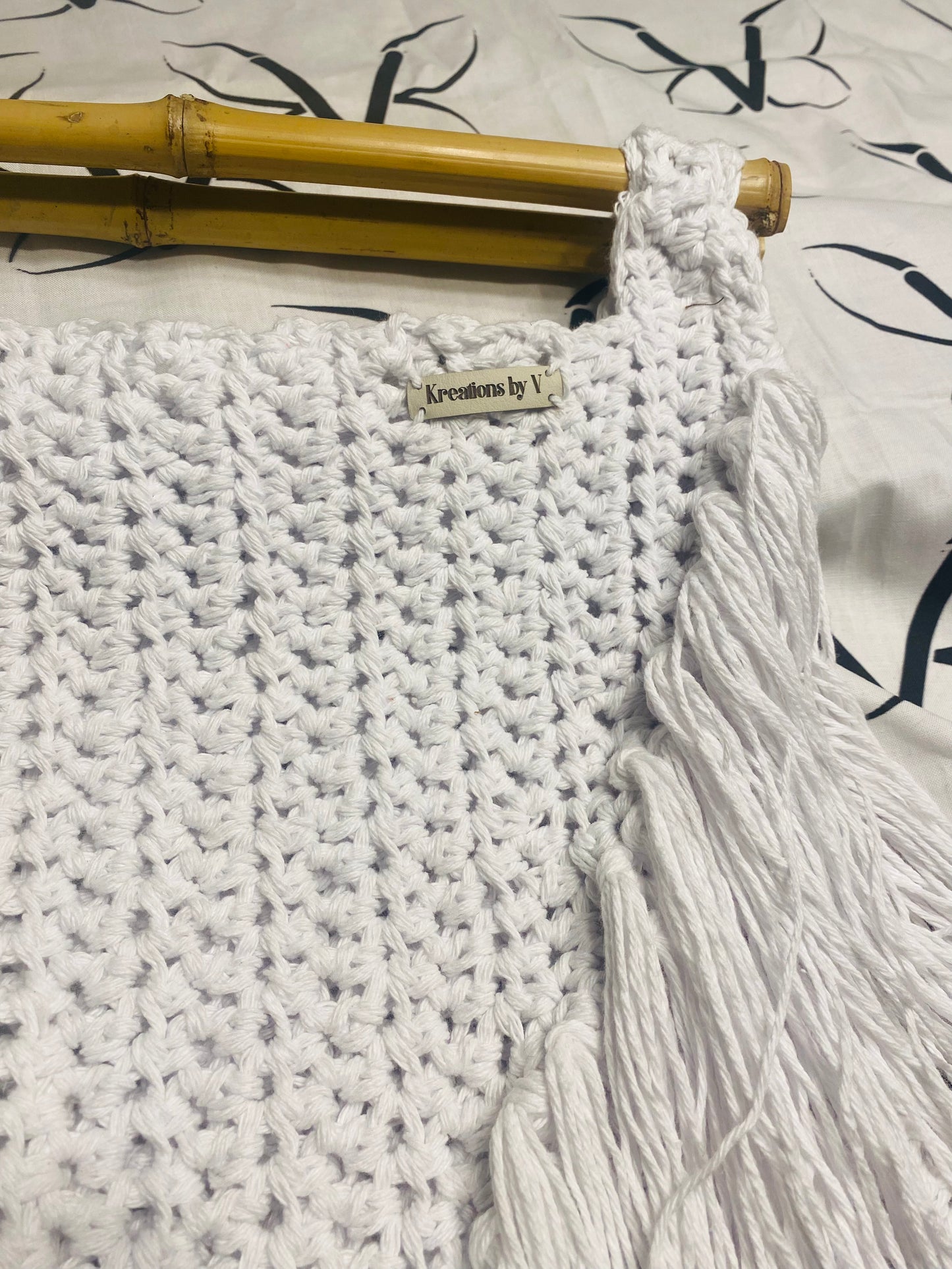 Cascade Bamboo fringe, Kreations by V Luxury Crochet Handbag