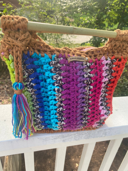 Wild side Bamboo tote bag, Rainbow, Kreations by V Luxury Handbag