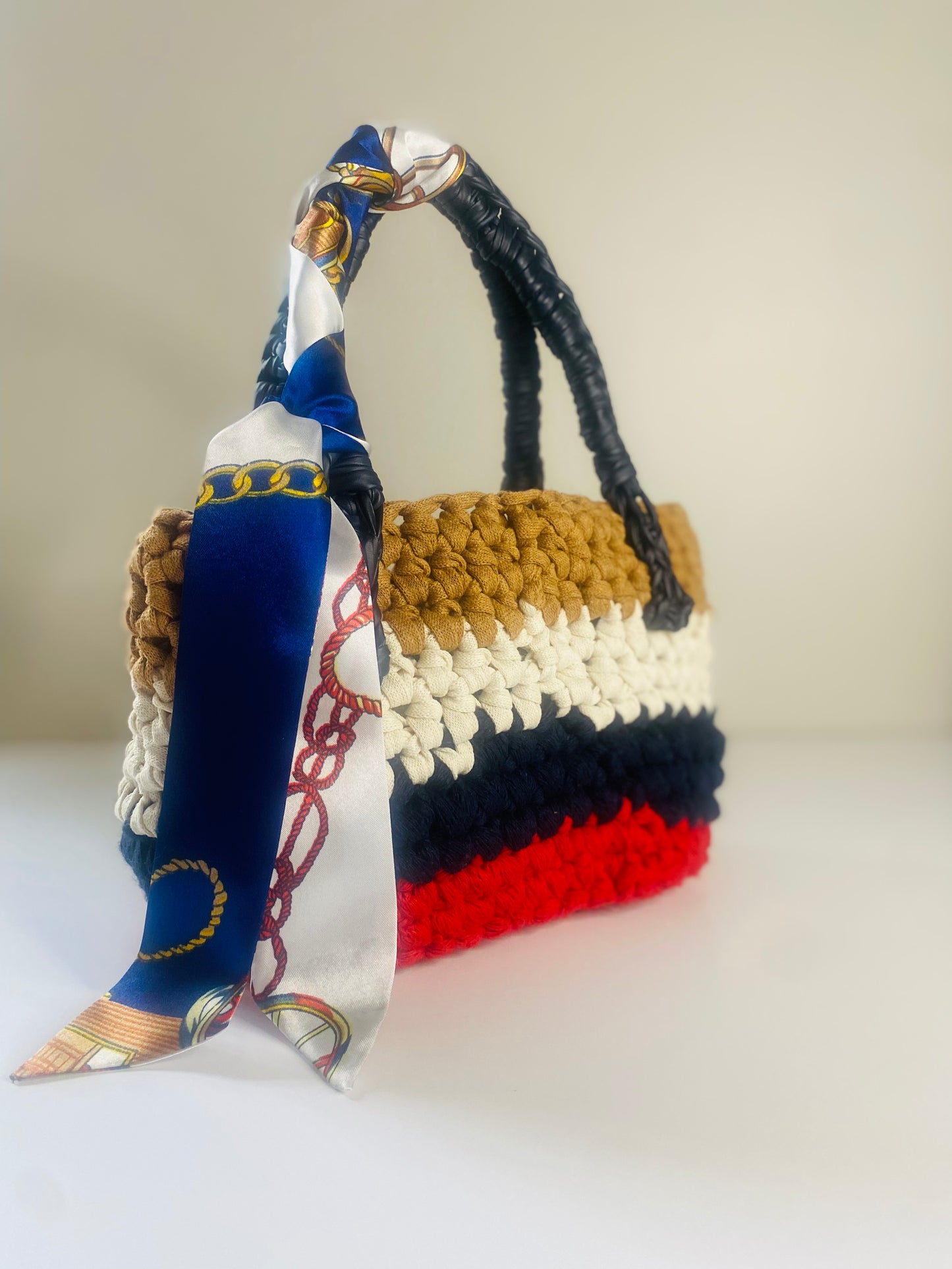 Captain MINI tote bag, Kreations by V Luxury Crochet Handbag
