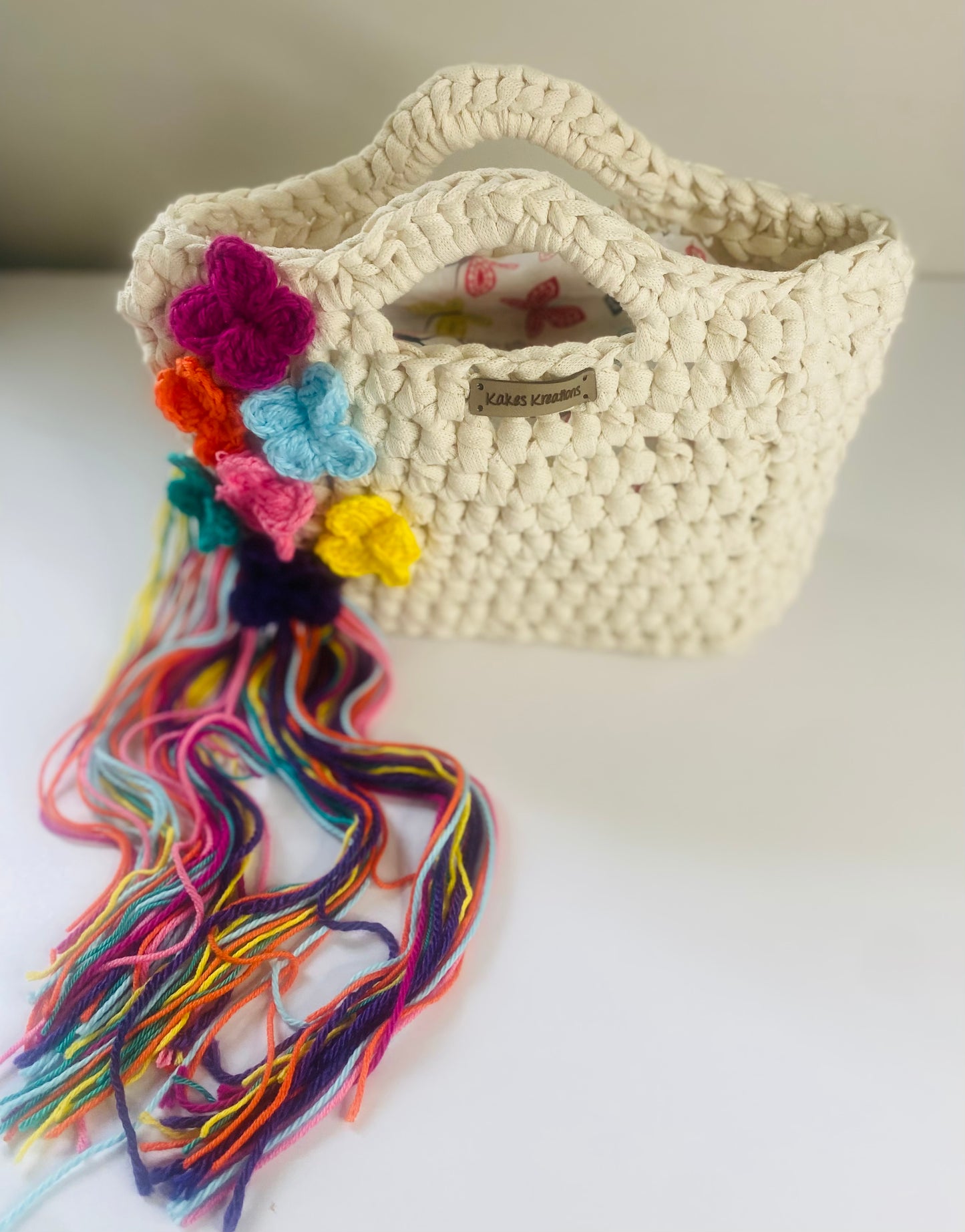 Butterfly MINI tote bag, Kreations by V Luxury Crochet Handbag