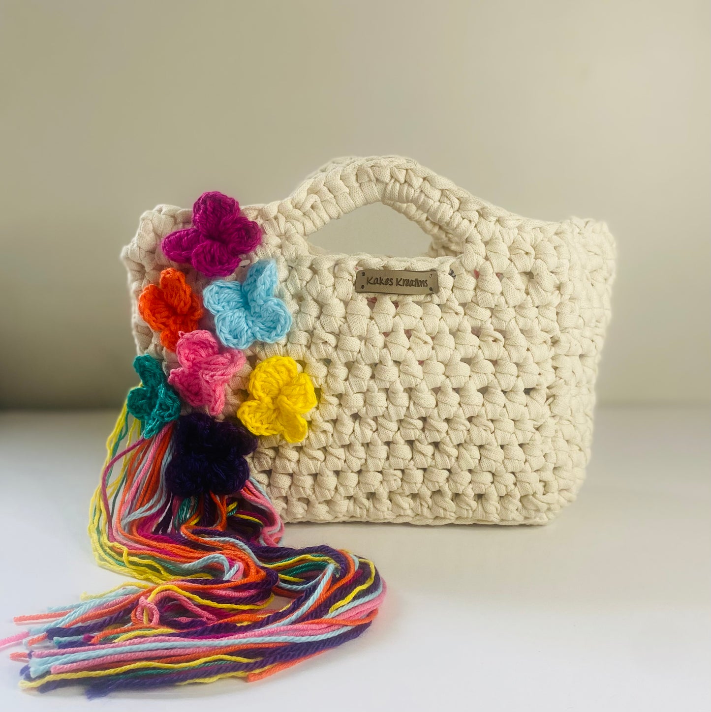 Butterfly MINI tote bag, Kreations by V Luxury Crochet Handbag