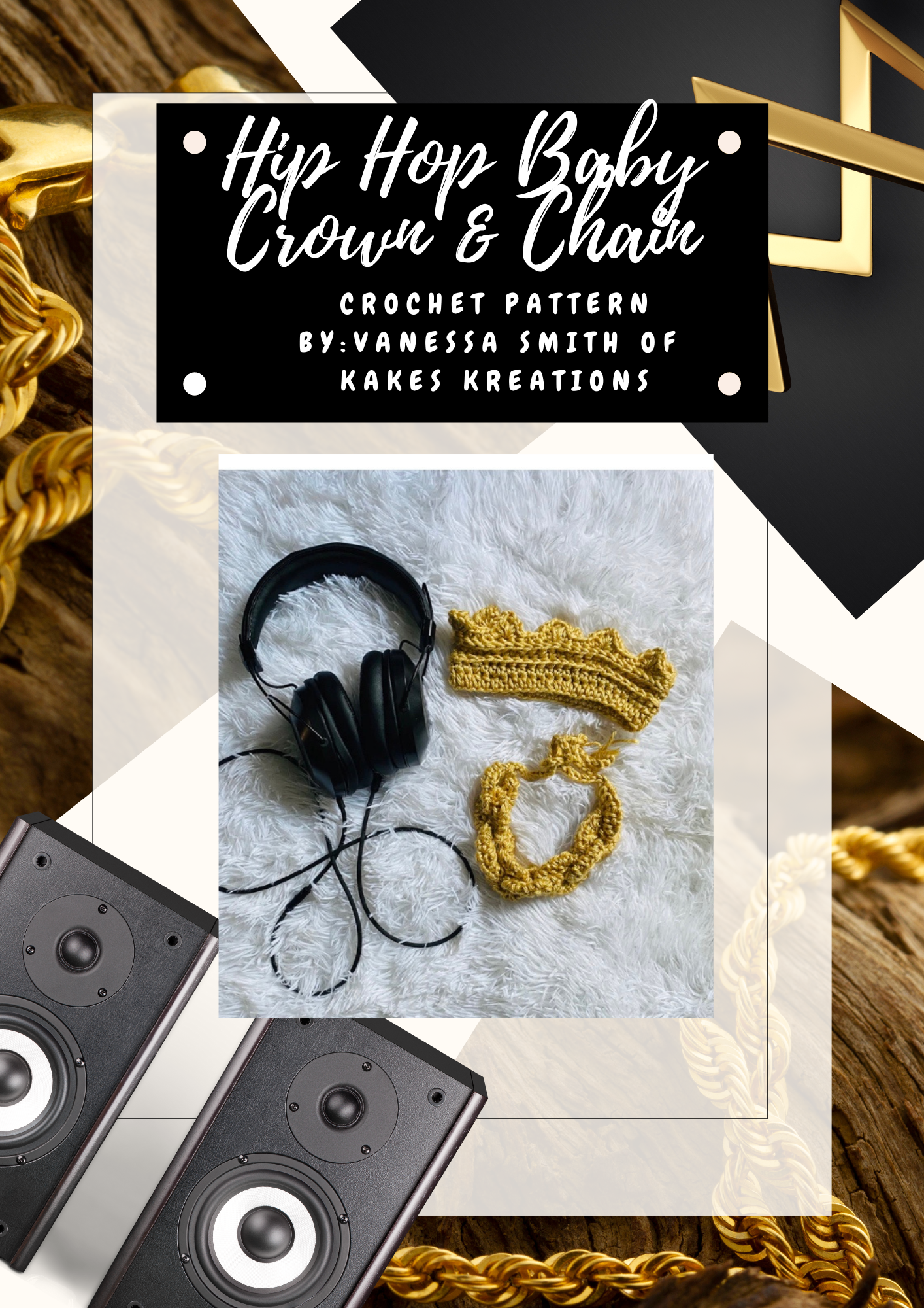 Hip Hop Baby crown and chain pattern