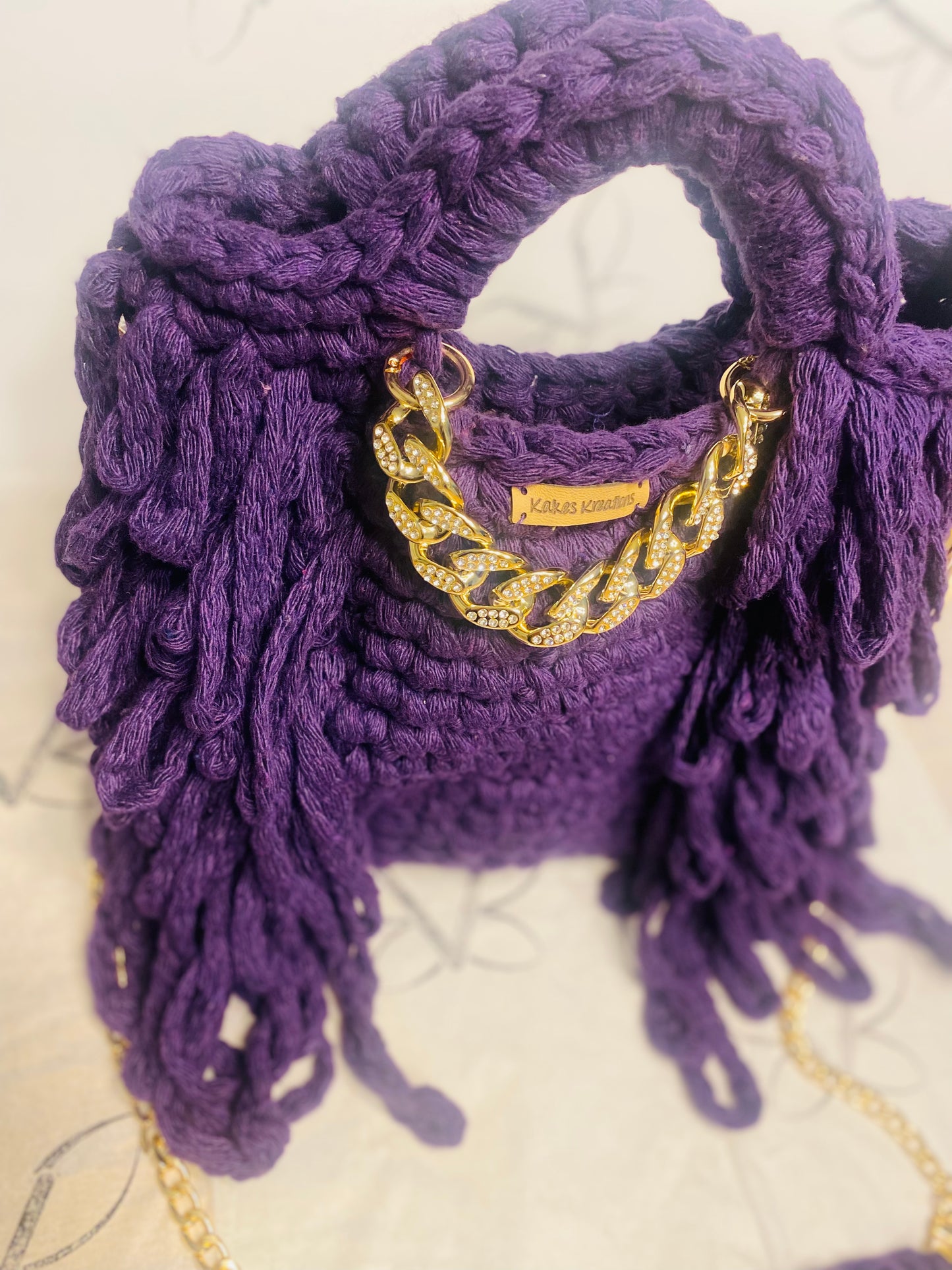 Sweetdrop MIDI tote, Queen Purple  Kreations by V Luxury Crochet Handbag